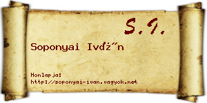 Soponyai Iván névjegykártya